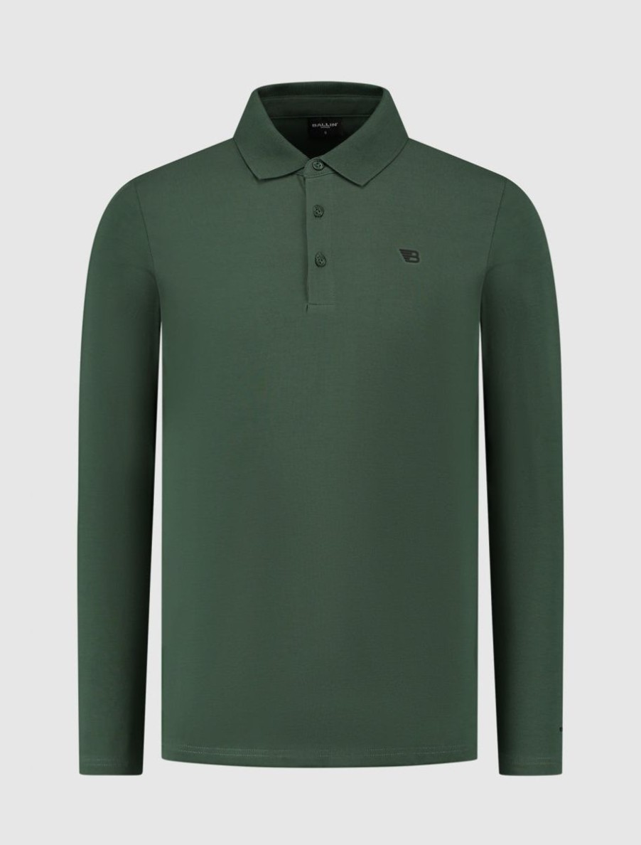 Volwassenen Ballin Amsterdam | Icon Logo Lange Mouw Polo | Forest Green