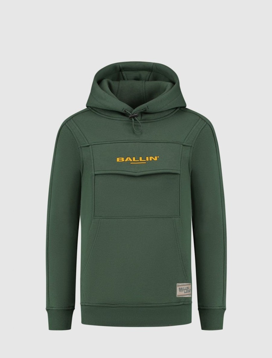 Kinderen Ballin Amsterdam | Kids Anorak Logo Hoodie | Forest Green