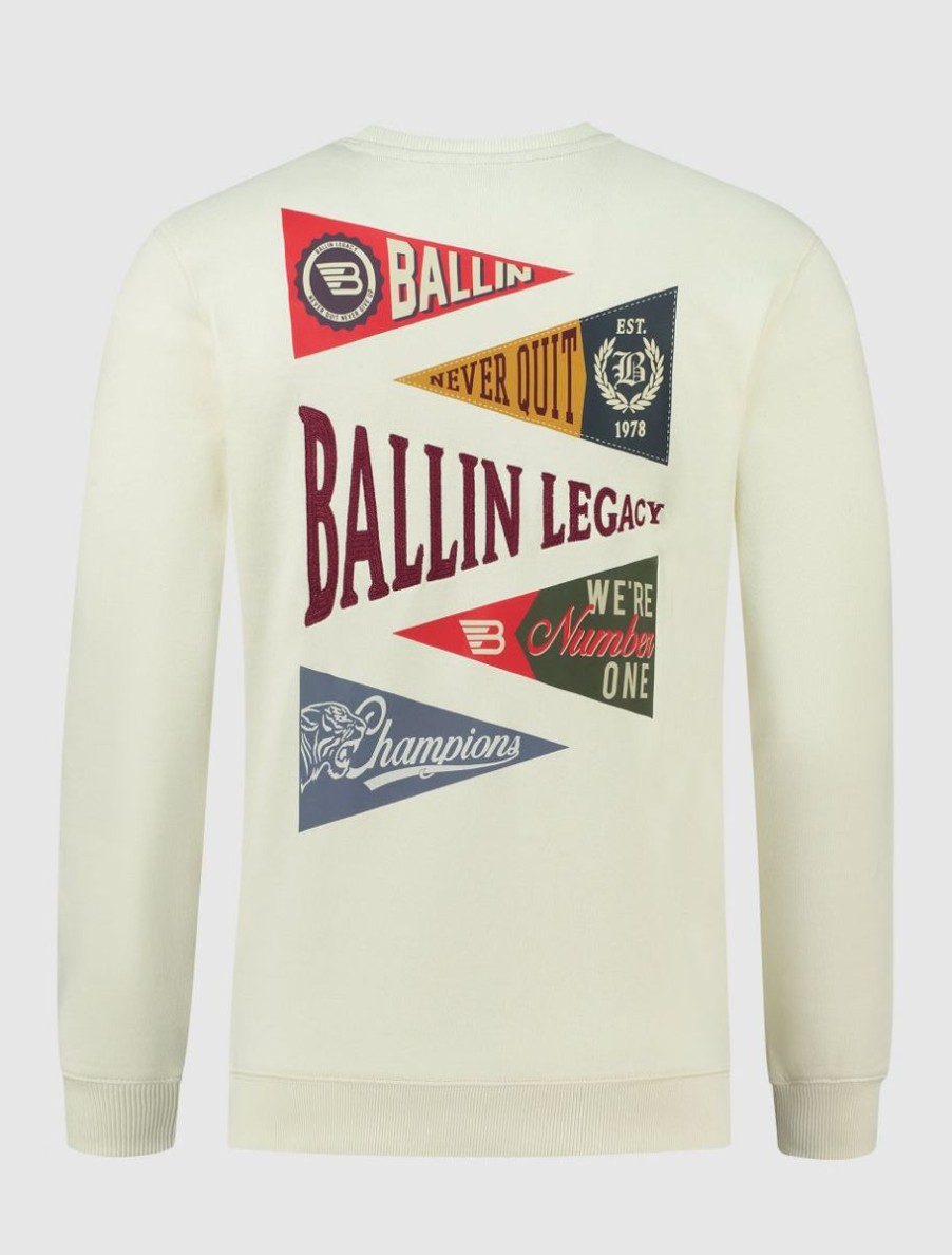 Volwassenen Ballin Amsterdam | Legacy Print Sweater | Ecru