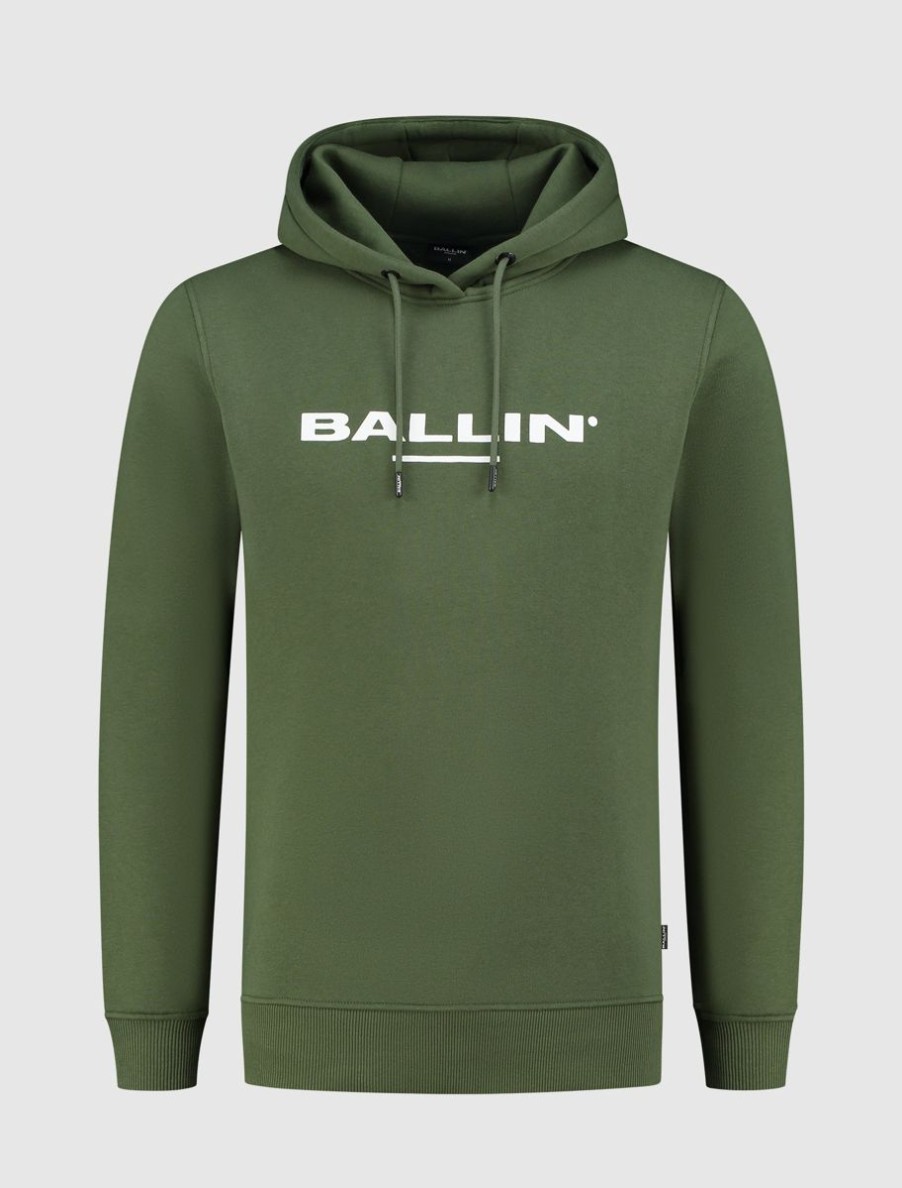 Volwassenen Ballin Amsterdam | Logo Print Hoodie | Army Green