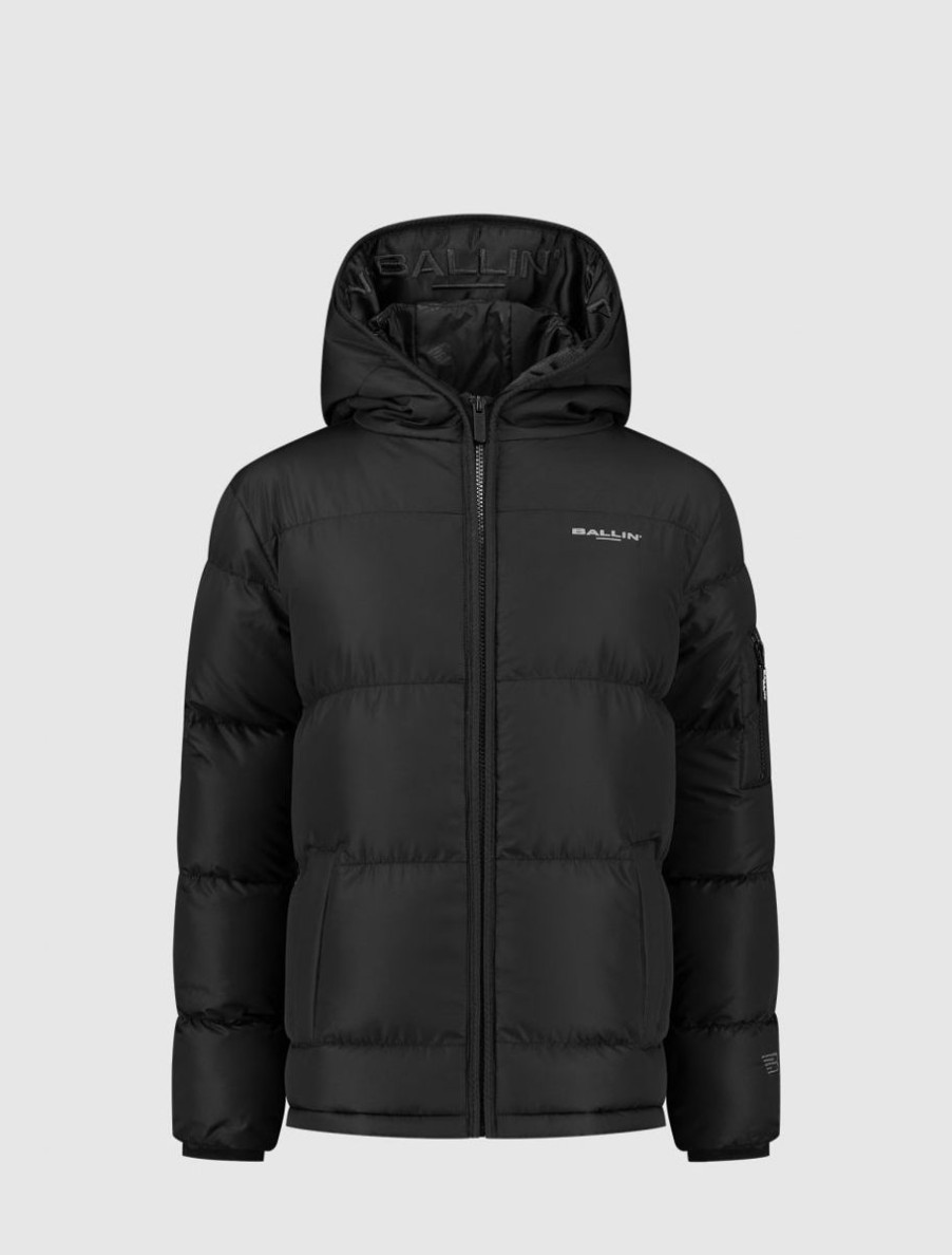 Kinderen Ballin Amsterdam | Kids Gewatteerde Puffer Jas | Black