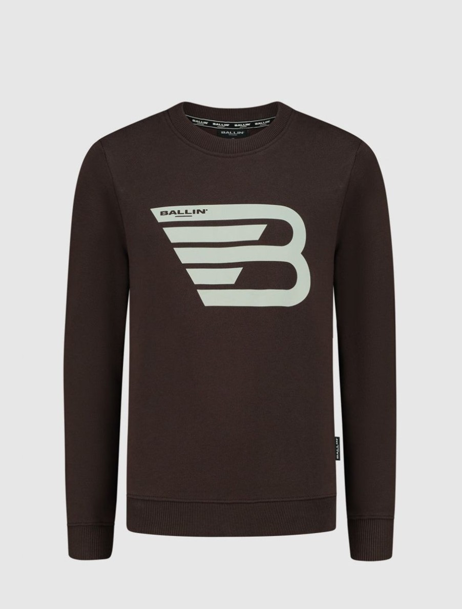 Kinderen Ballin Amsterdam | Kids Original Logo Print Sweater | Brown