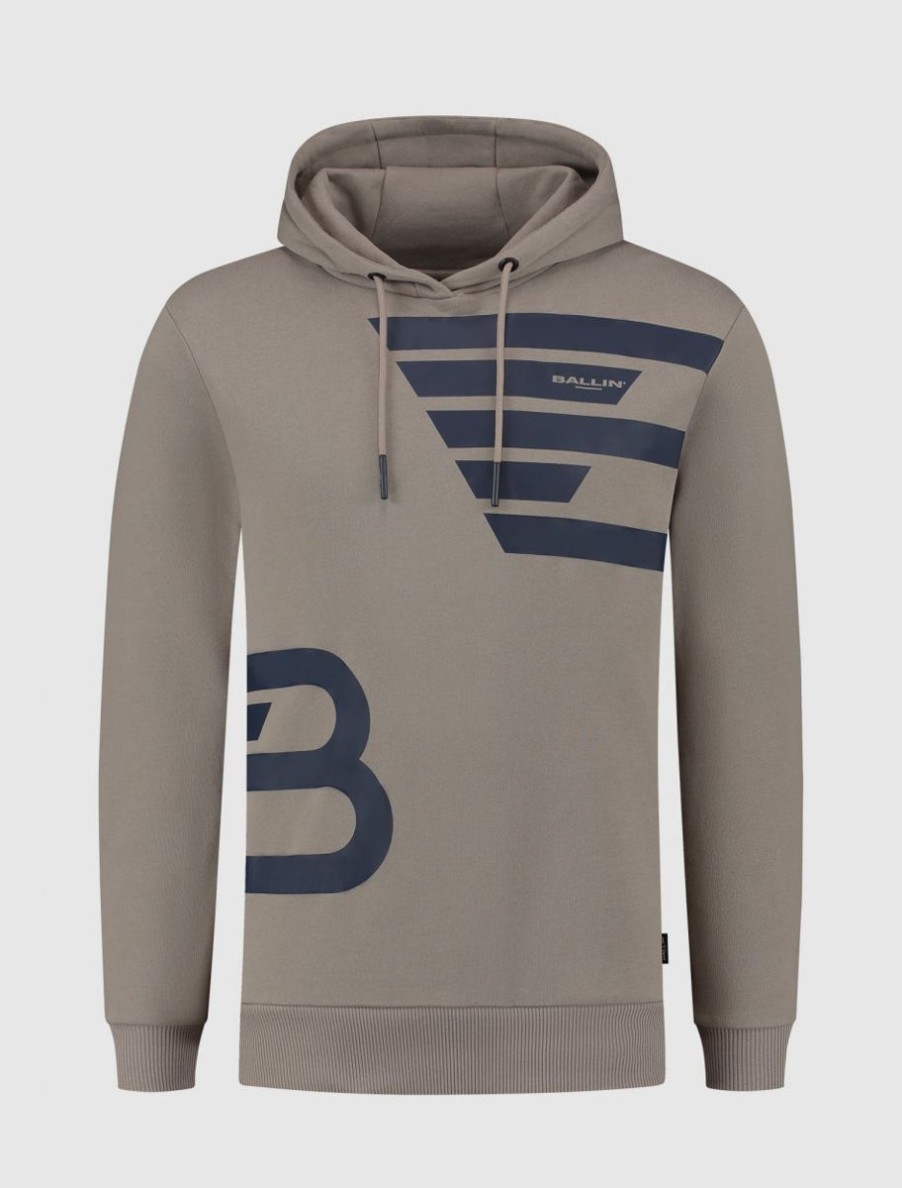 Volwassenen Ballin Amsterdam | Dubbel Icon Logo Hoodie | Taupe