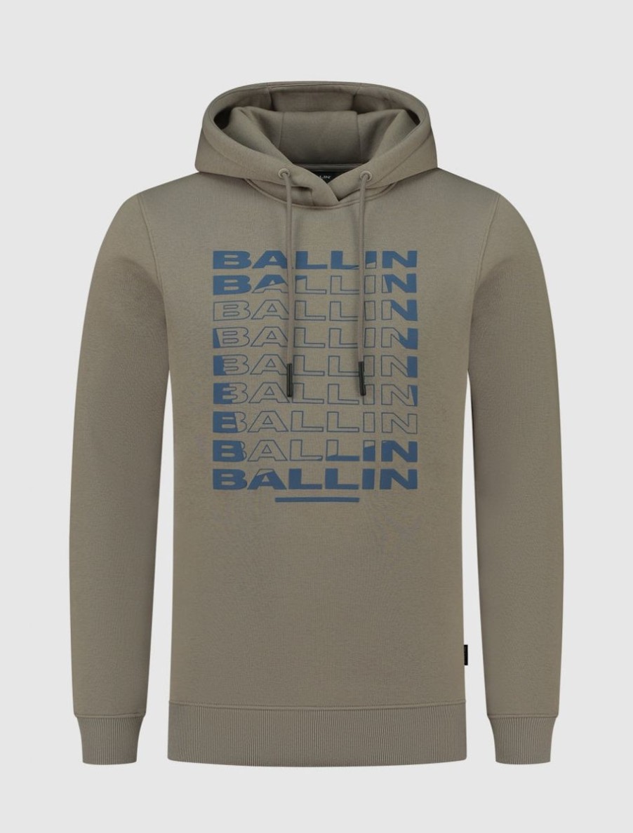 Volwassenen Ballin Amsterdam | Rotated Logo Print Hoodie | Taupe