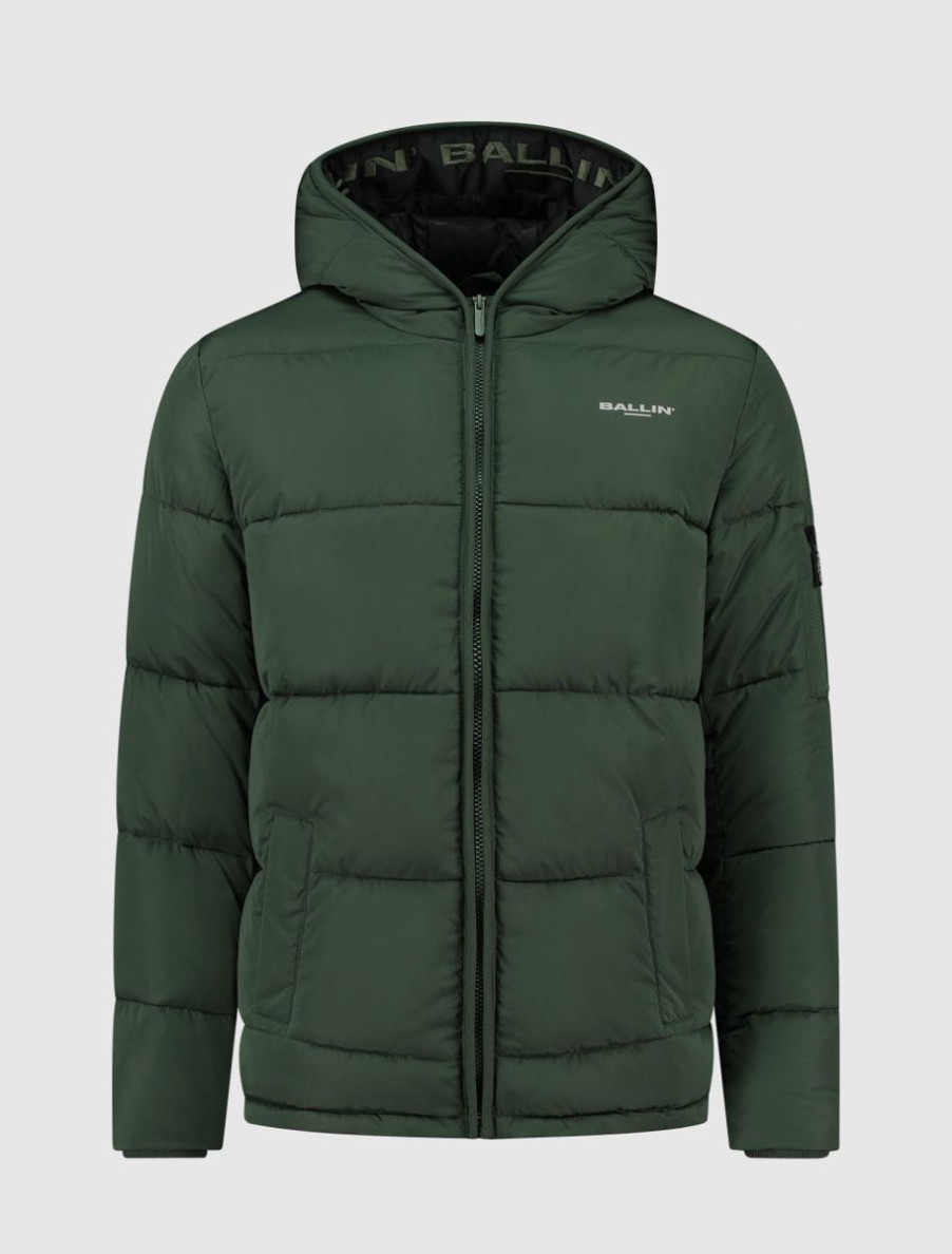 Volwassenen Ballin Amsterdam | Embroidery Puffer Jas | Forest Green