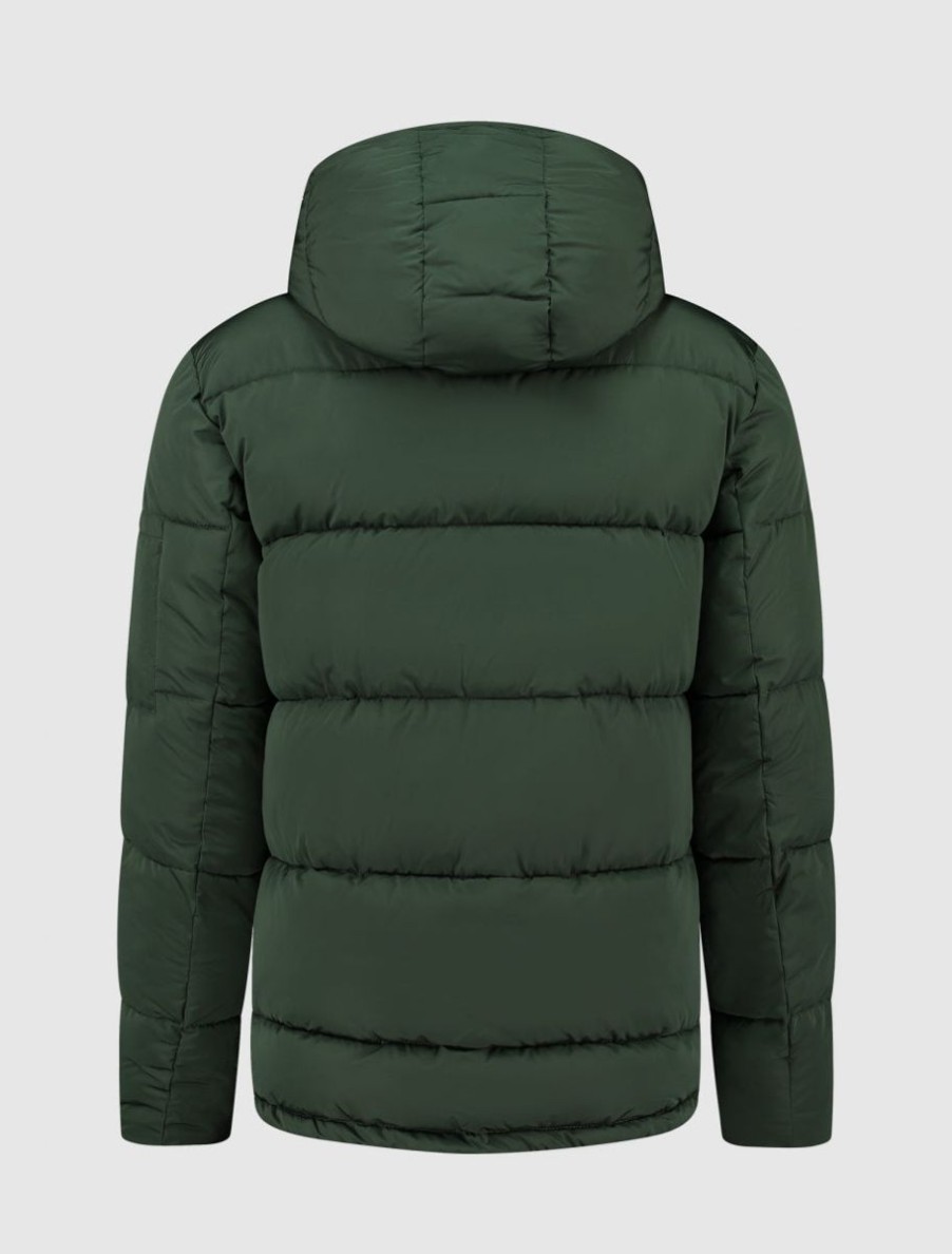 Volwassenen Ballin Amsterdam | Embroidery Puffer Jas | Forest Green