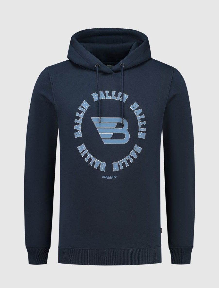 Volwassenen Ballin Amsterdam | Rounded Logo Print Hoodie | Navy