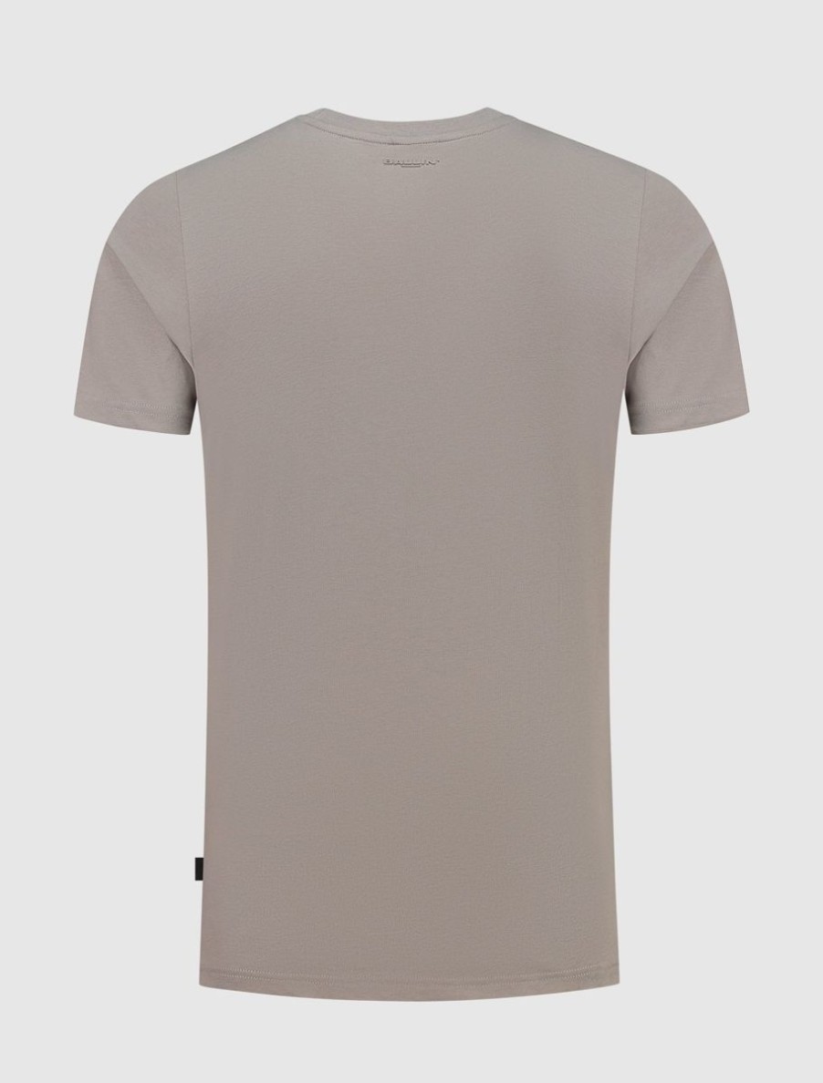 Volwassenen Ballin Amsterdam | Rounded Logo Print T-Shirt | Taupe