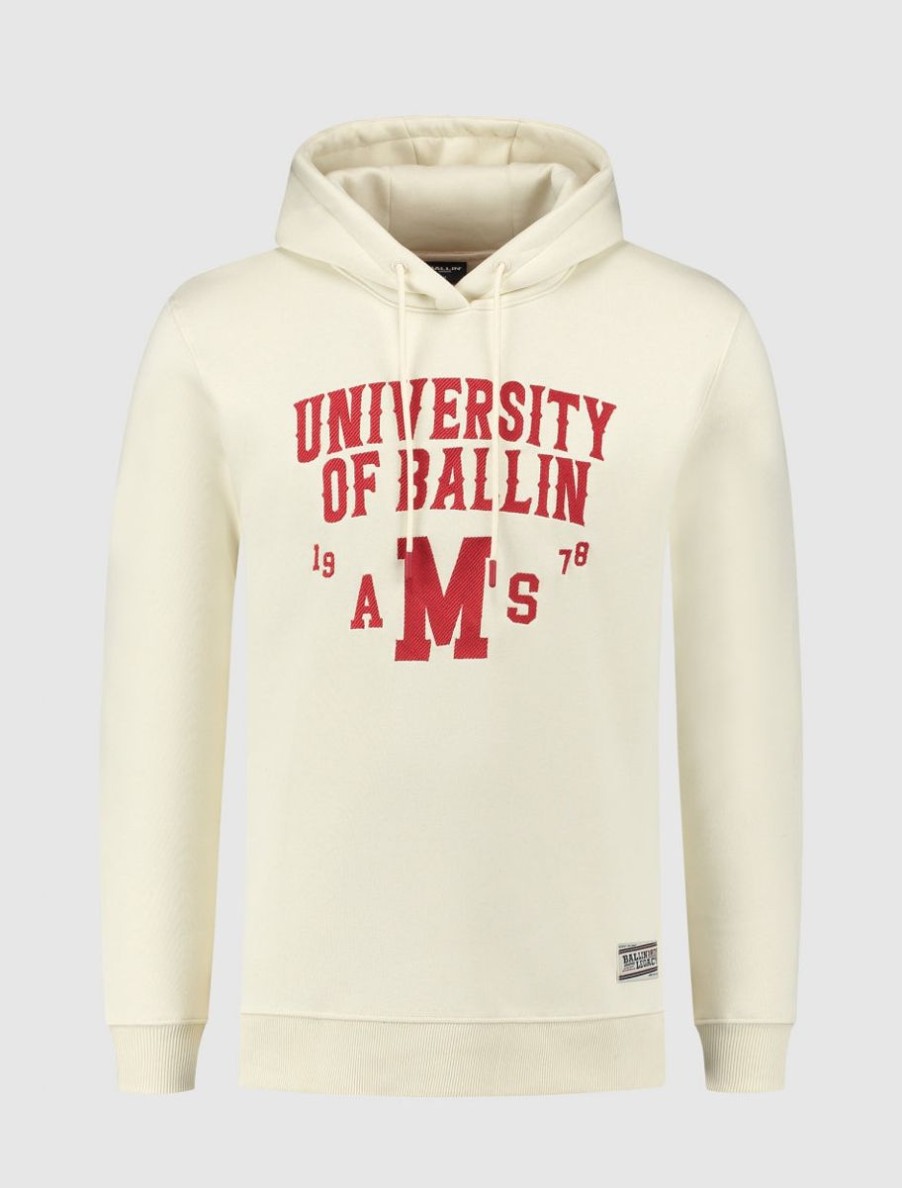 Volwassenen Ballin Amsterdam | University Print Hoodie | Ecru