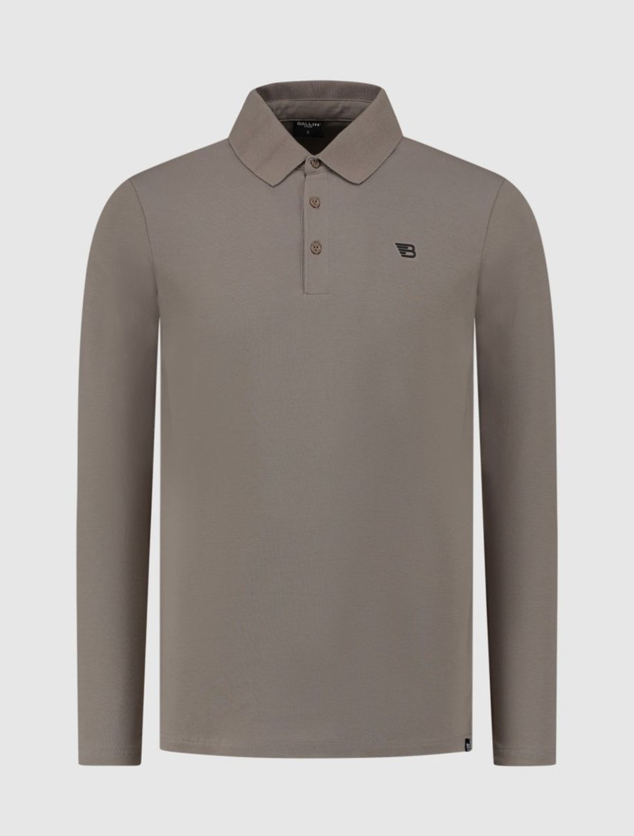 Volwassenen Ballin Amsterdam | Icon Logo Lange Mouw Polo | Taupe