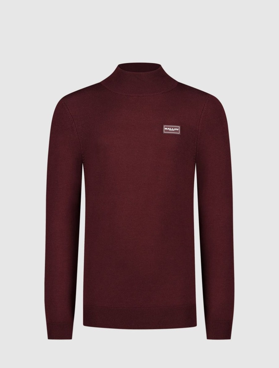 Kinderen Ballin Amsterdam | Kids Logo Mockneck Knit | Aged Burgundy