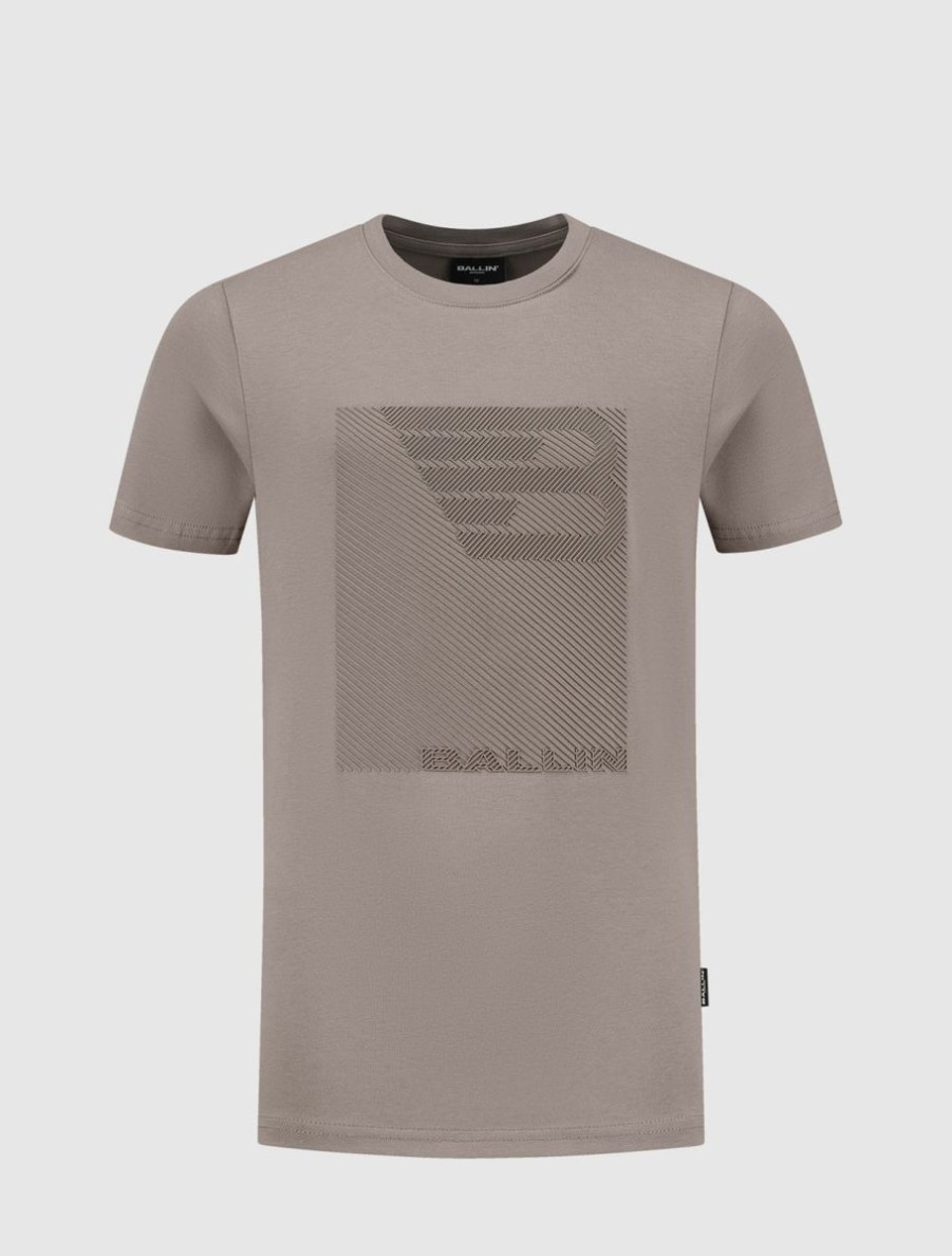 Kinderen Ballin Amsterdam | Kids Lined Icon Logo T-Shirt | Taupe