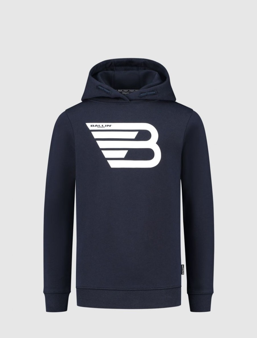 Kinderen Ballin Amsterdam | Kids Original Logo Print Hoodie | Dark Blue