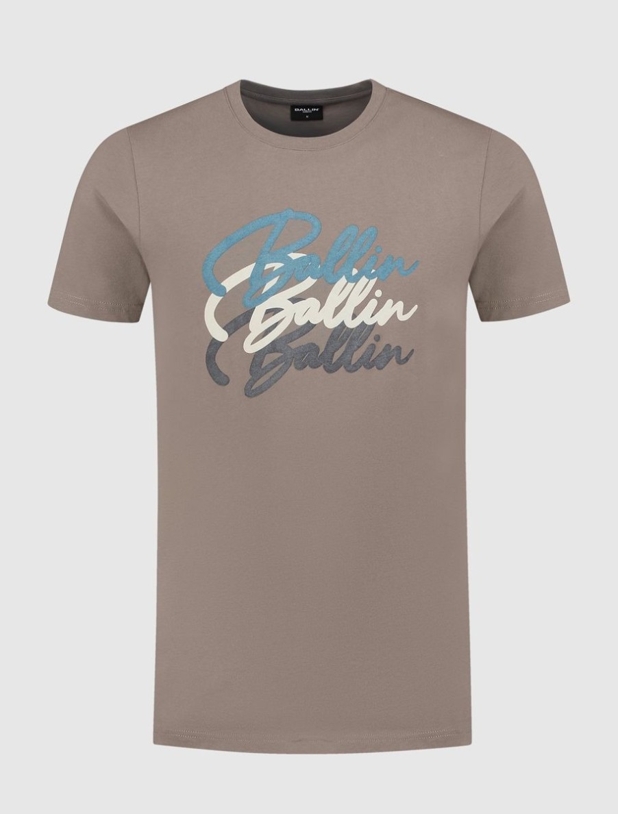 Volwassenen Ballin Amsterdam | Gradient Logo Print T-Shirt | Taupe