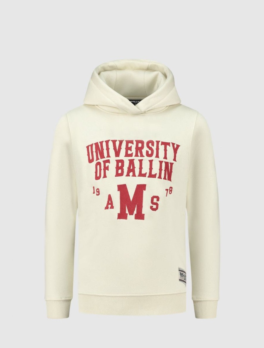 Kinderen Ballin Amsterdam | Kids University Print Hoodie | Ecru