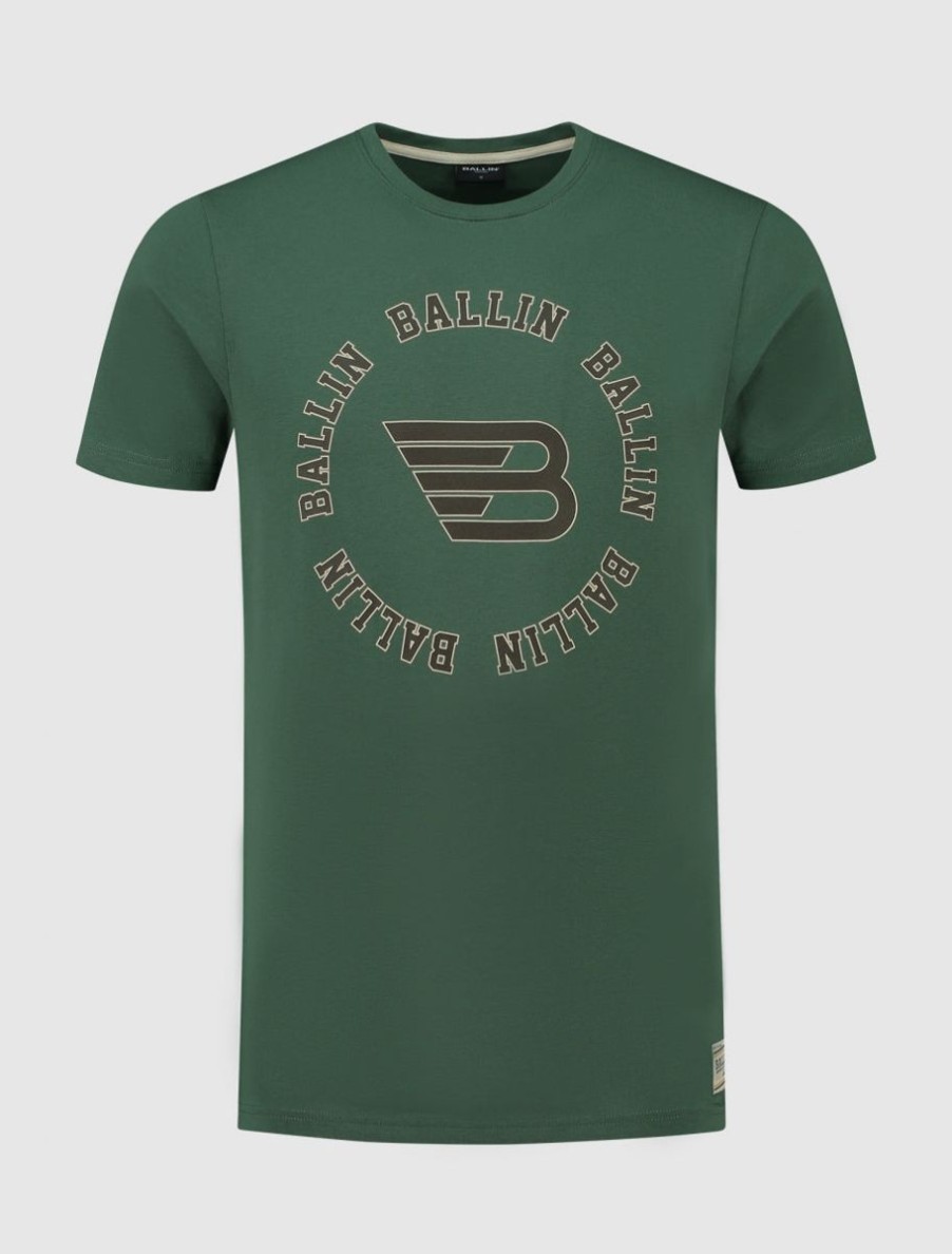 Volwassenen Ballin Amsterdam | Rounded Logo Print T-Shirt | Forest Green