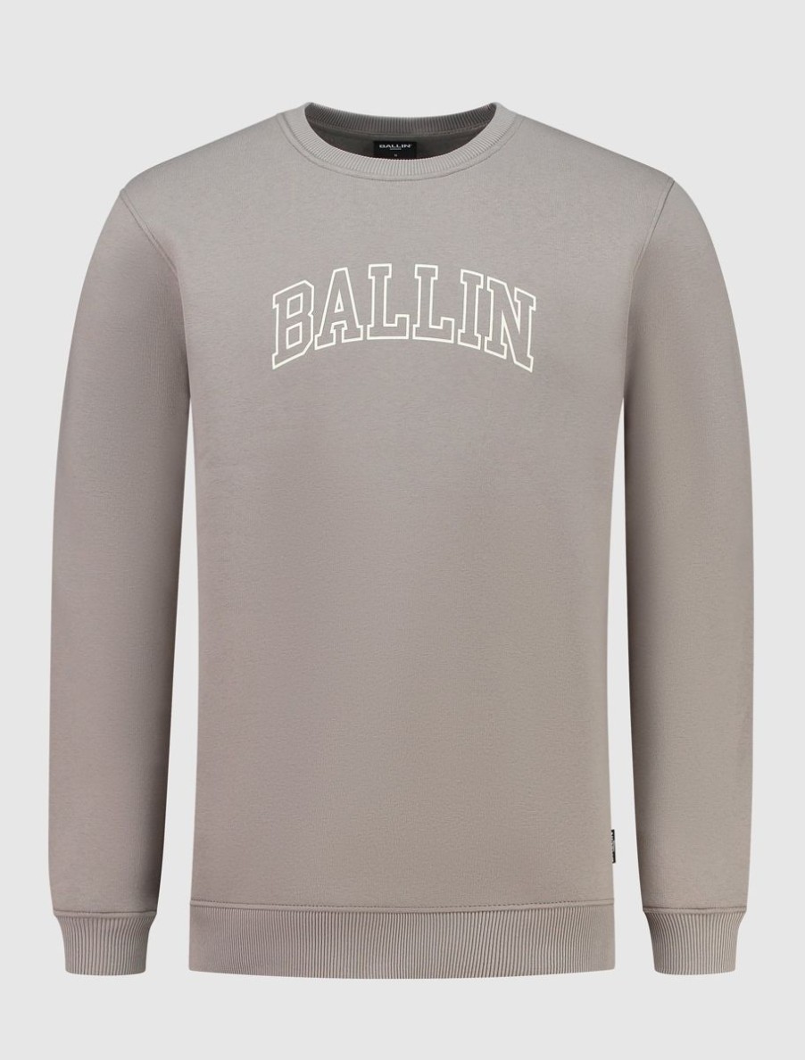 Volwassenen Ballin Amsterdam | College Outline Logo Sweater | Taupe