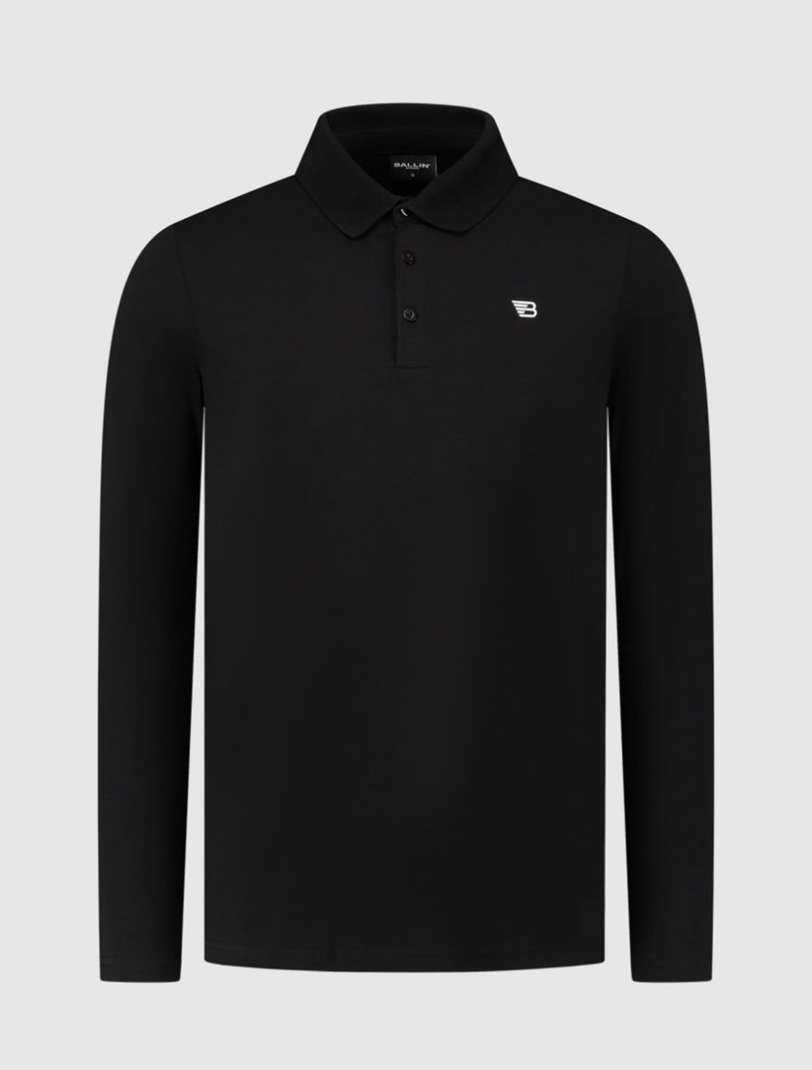 Volwassenen Ballin Amsterdam | Icon Logo Lange Mouw Polo | Black