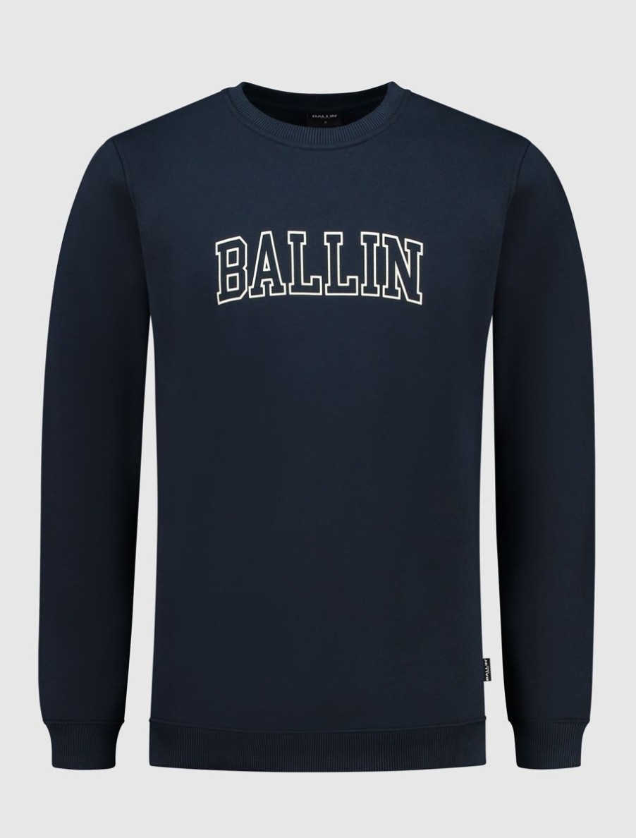 Volwassenen Ballin Amsterdam | College Outline Logo Sweater | Navy