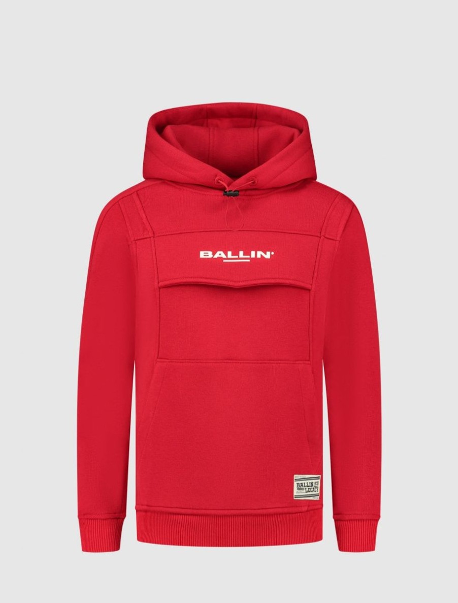 Kinderen Ballin Amsterdam | Kids Anorak Logo Hoodie | Red