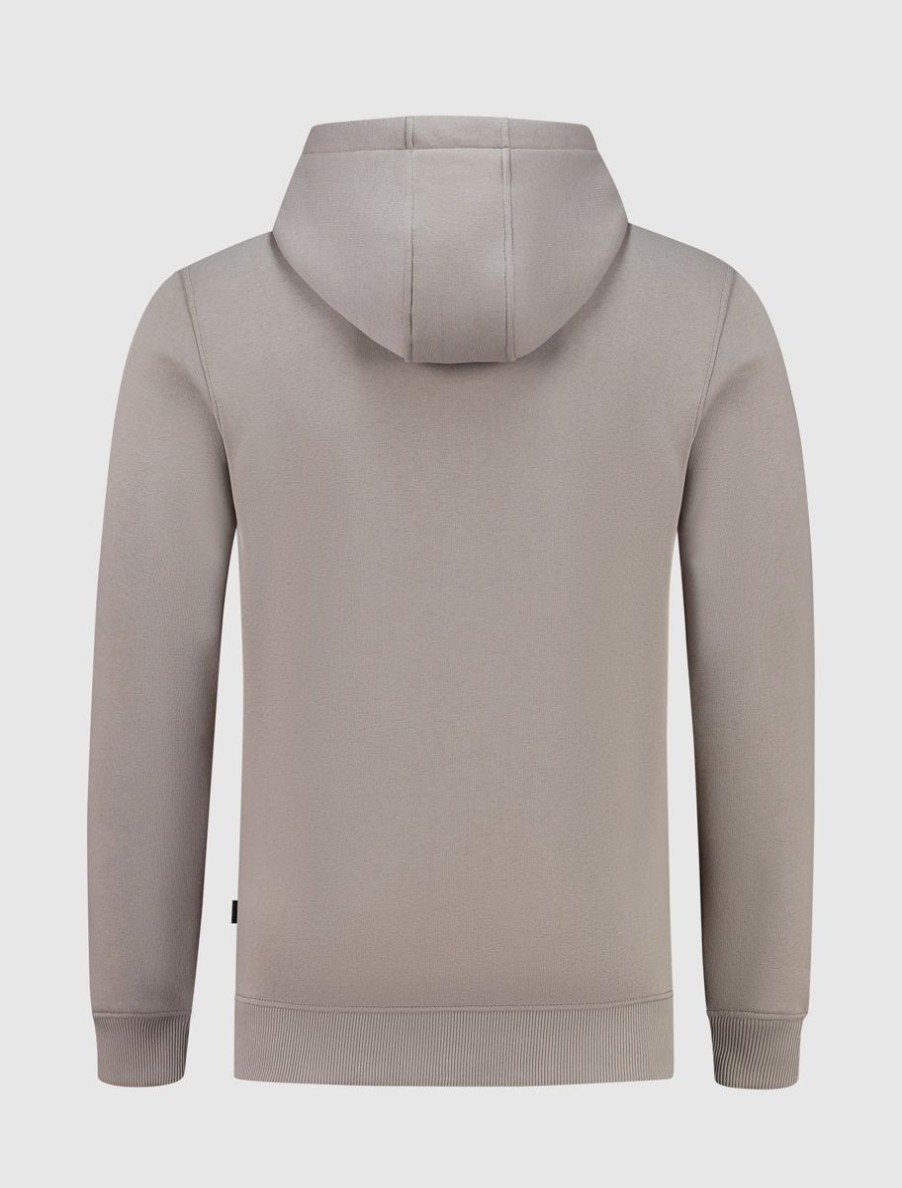 Volwassenen Ballin Amsterdam | Rounded Logo Print Hoodie | Taupe